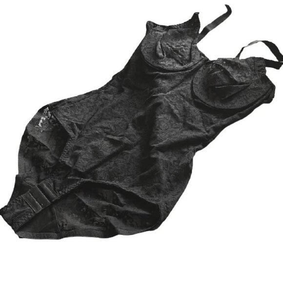 Deep V-Neck Plunging Backline Lace Bodysuit Shapewear with Underwire Bra XL - Picture 5 of 7